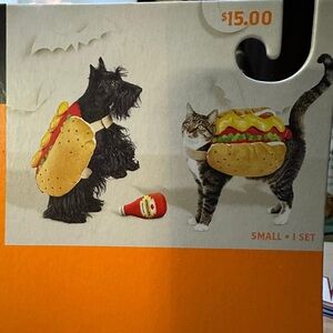 Pet Hot Dog Cat Costume Set Large nwt